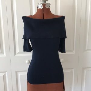 Catherine Malandrino Navy Off-Shoulder Sweater - S